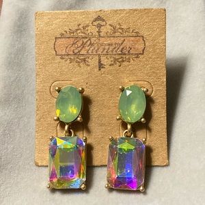 Plunder Design July Posse Iridescent Multicolor Square Candy Drop Earrings
